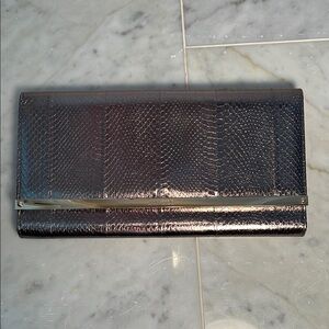 Jimmy Choo Metallic Pewter Snakeskin Clutch